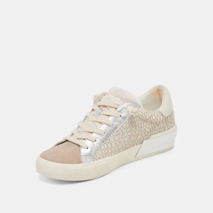 Dolce Vita Zina Plush Sneakers Stone Calf Hair Women Sneakers