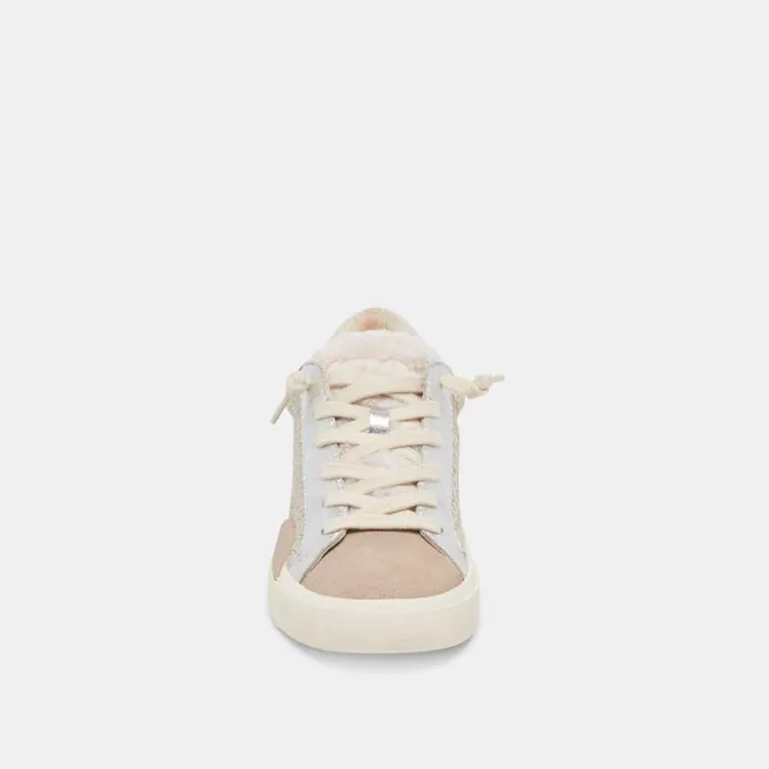 Dolce Vita Zina Plush Sneakers Stone Calf Hair Women Sneakers