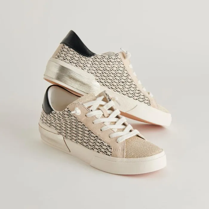 Dolce Vita Zina Sneakers Black Natural Raffia Women Sneakers