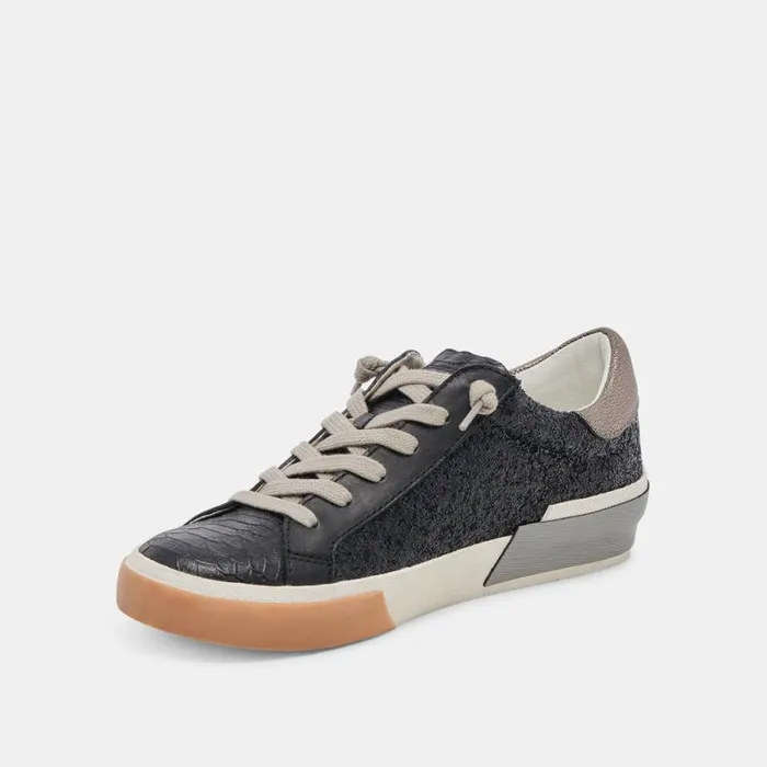 Dolce Vita Zina Sneakers Black Shimmer Glitter Women Sneakers
