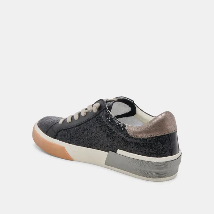 Dolce Vita Zina Sneakers Black Shimmer Glitter Women Sneakers