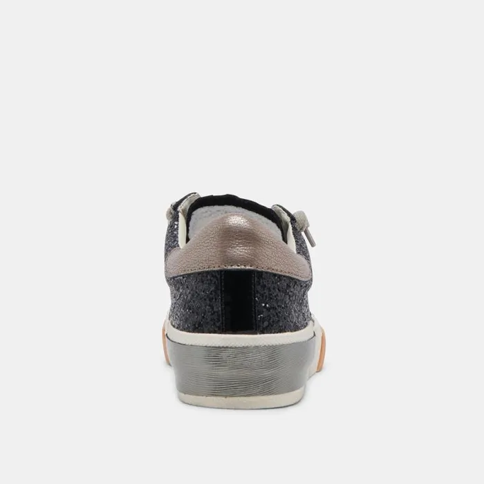 Dolce Vita Zina Sneakers Black Shimmer Glitter Women Sneakers
