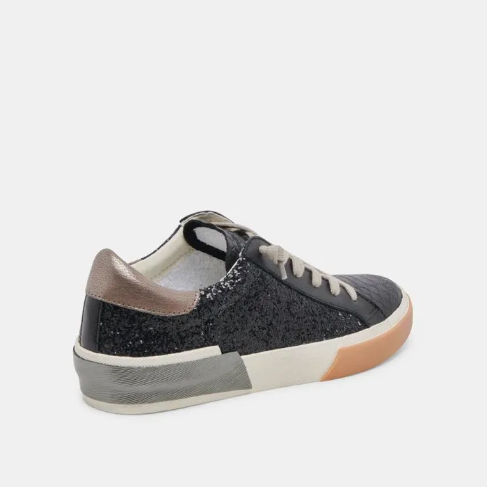 Dolce Vita Zina Sneakers Black Shimmer Glitter Women Sneakers