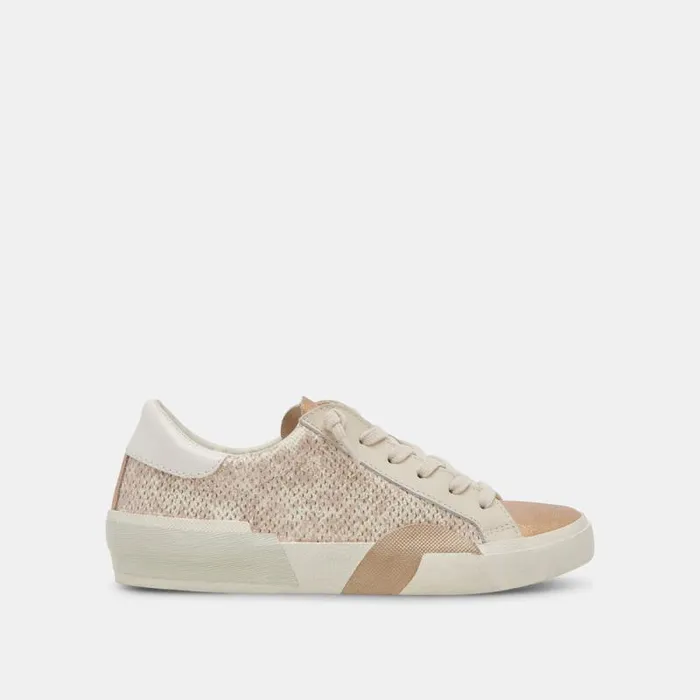 Dolce Vita Zina Sneakers Sand Embossed Leather Women Sneakers