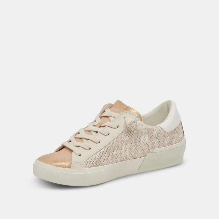 Dolce Vita Zina Sneakers Sand Embossed Leather Women Sneakers