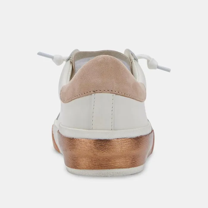 Dolce Vita Zina Wide Sneakers White Tan Leather Women Sneakers