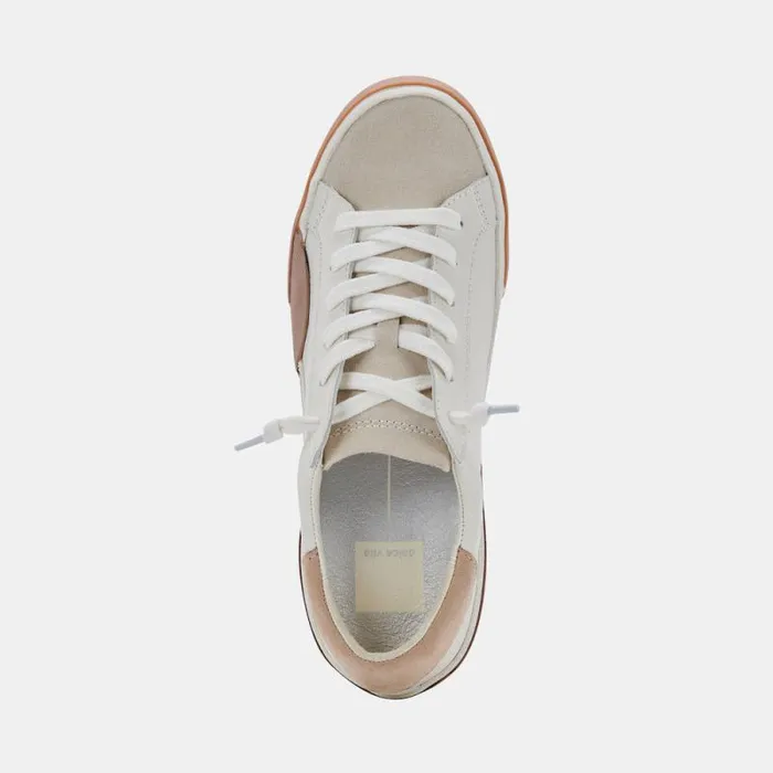 Dolce Vita Zina Wide Sneakers White Tan Leather Women Sneakers