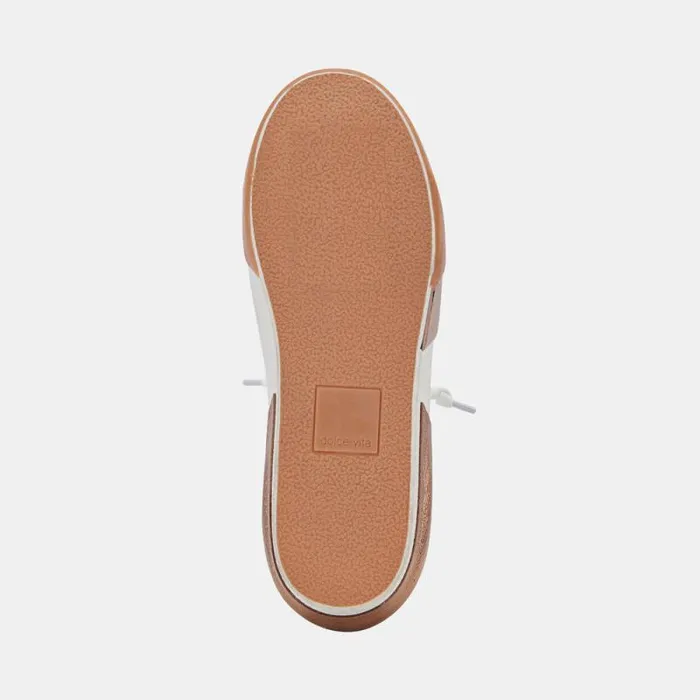Dolce Vita Zina Wide Sneakers White Tan Leather Women Sneakers