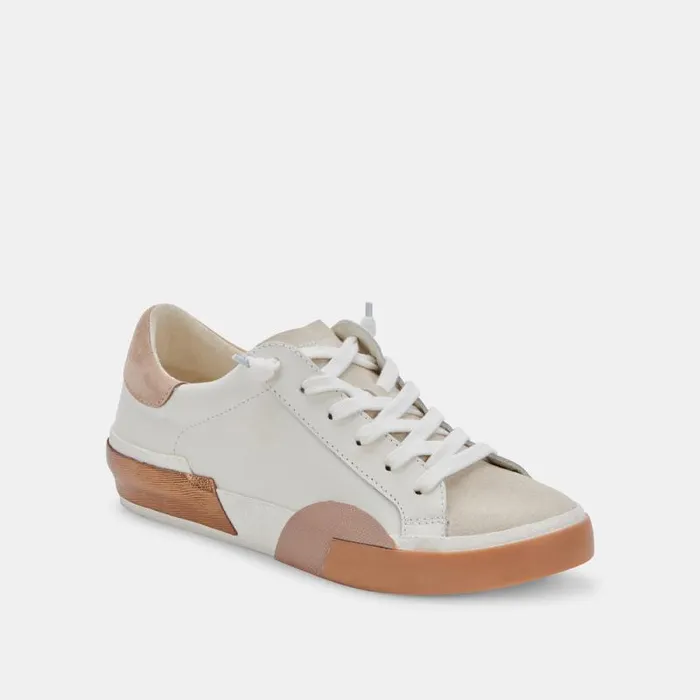 Dolce Vita Zina Wide Sneakers White Tan Leather Women Sneakers