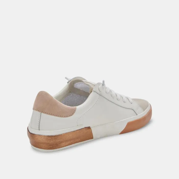 Dolce Vita Zina Wide Sneakers White Tan Leather Women Sneakers