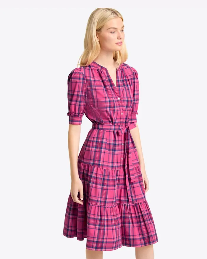 Draper James Dresses Women Loretta Shirt Dress In Pink Angie Plaid