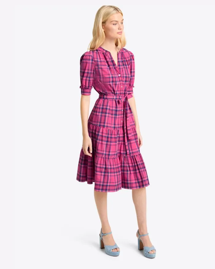 Draper James Dresses Women Loretta Shirt Dress In Pink Angie Plaid