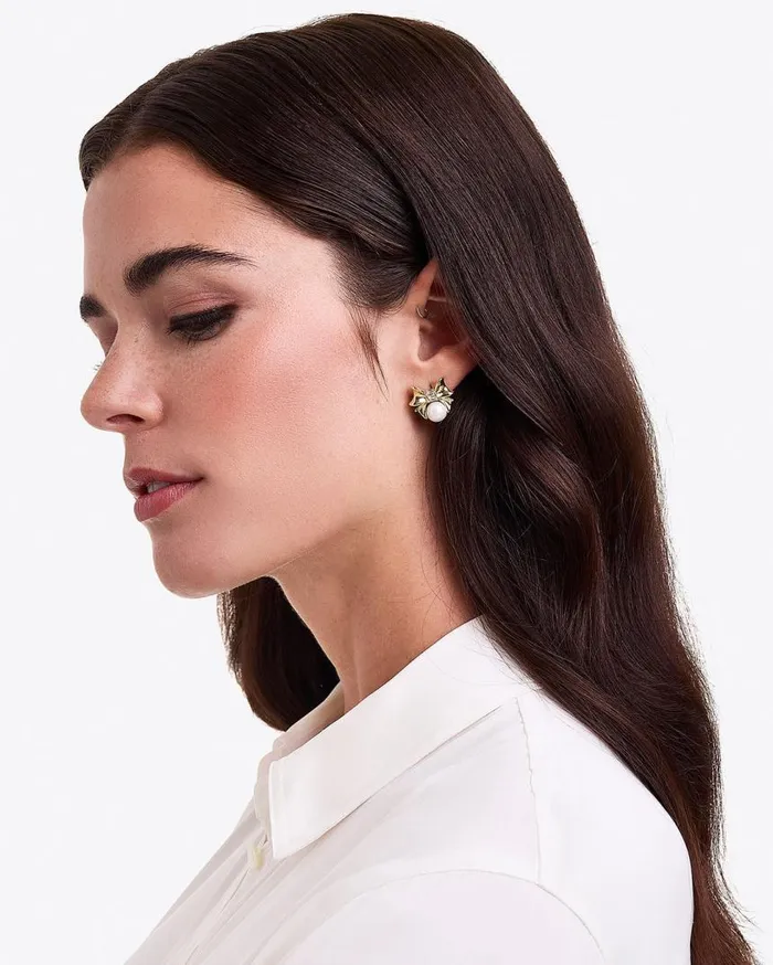 Draper James Extended Sizes Women Bow Pearl Studs