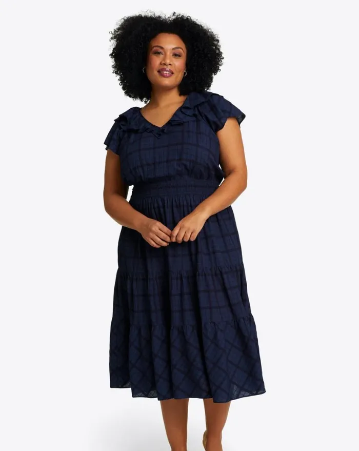Draper James Extended Sizes Women Marie Midi Dress In Pane Plaid