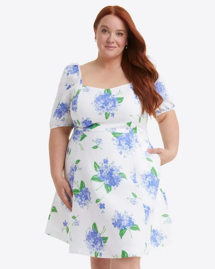 Draper James Extended Sizes Women Shelly Dress In Linen Hydrangea
