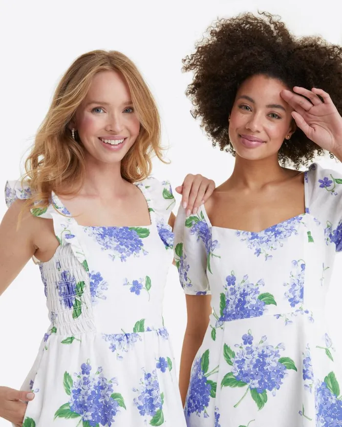 Draper James Extended Sizes Women Shelly Dress In Linen Hydrangea