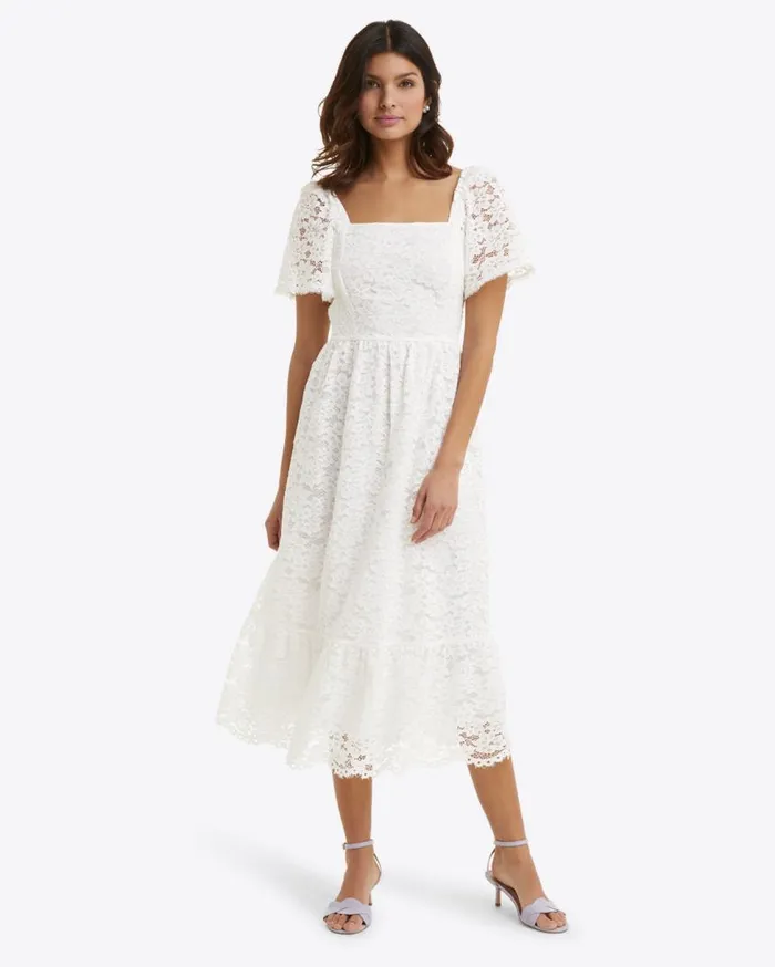 Draper James Extended Sizes Women Short Sleeve Carrie Midi Dress In Lace