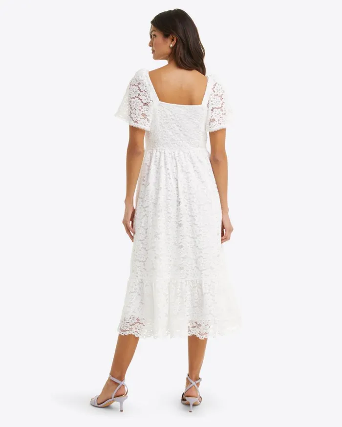 Draper James Extended Sizes Women Short Sleeve Carrie Midi Dress In Lace