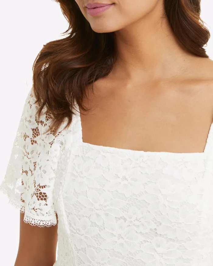 Draper James Extended Sizes Women Short Sleeve Carrie Midi Dress In Lace