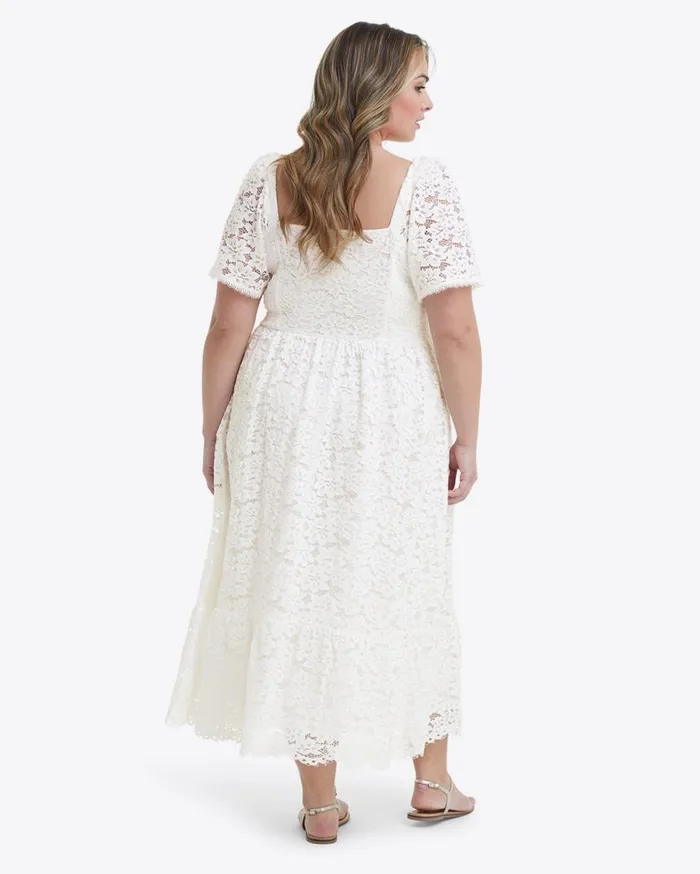 Draper James Extended Sizes Women Short Sleeve Carrie Midi Dress In Lace