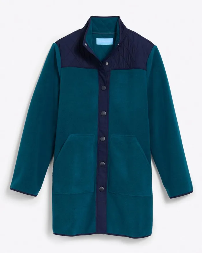 Draper James Jackets and Outerwear Women Button Down Fleece Coat In Teal