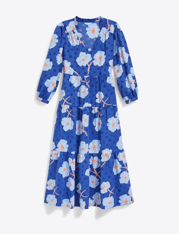 Draper James Midi and Maxi Women Katie Midi Dress In Printed Dot Jacquard