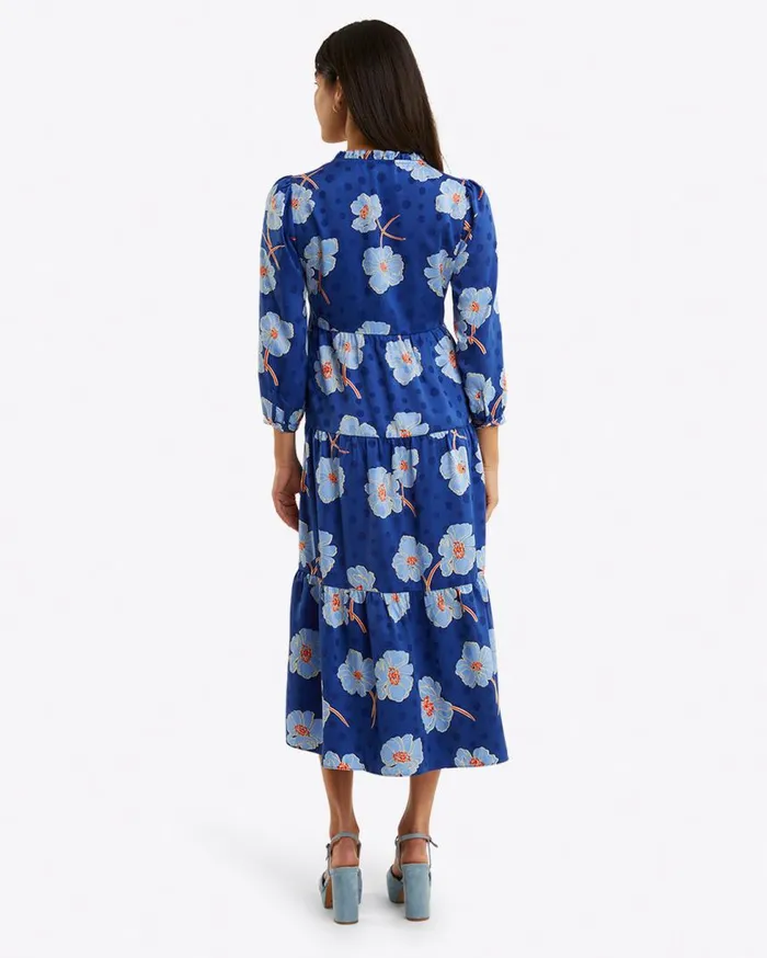 Draper James Midi and Maxi Women Katie Midi Dress In Printed Dot Jacquard