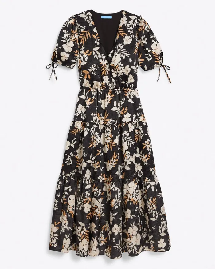 Draper James Midi and Maxi Women Tie Sleeve Dress In Midnight Magnolia