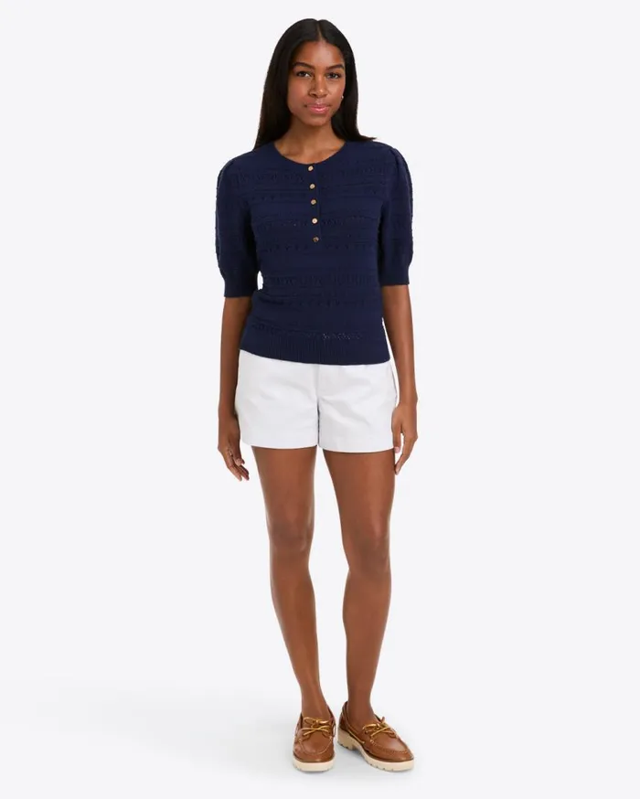 Draper James Sweaters Women Annabelle ShortSleeve Sweater In Navy Pointelle