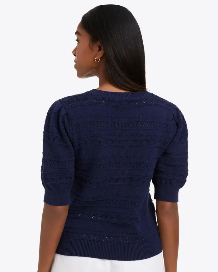 Draper James Sweaters Women Annabelle ShortSleeve Sweater In Navy Pointelle