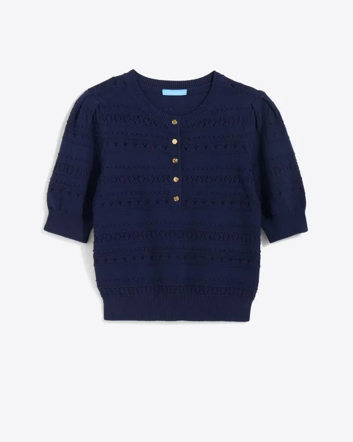 Draper James Sweaters Women Annabelle ShortSleeve Sweater In Navy Pointelle