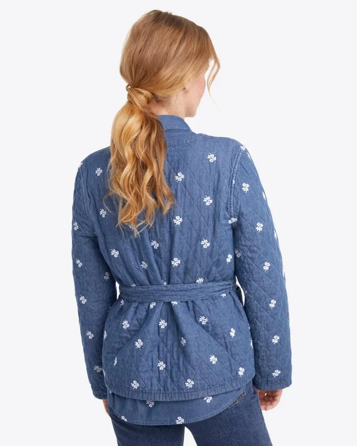 Draper James Tops Women Reversible Belted Jacket In Embroidered Chambray