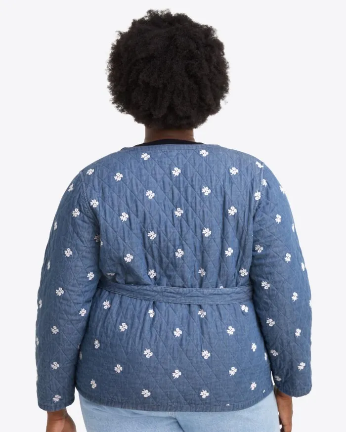 Draper James Tops Women Reversible Belted Jacket In Embroidered Chambray
