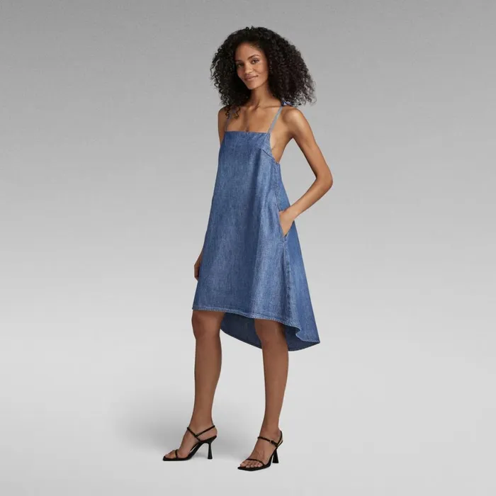 Dresses Women GStar RAW Premium Para Simple Short Dress Faded Ionic Blue