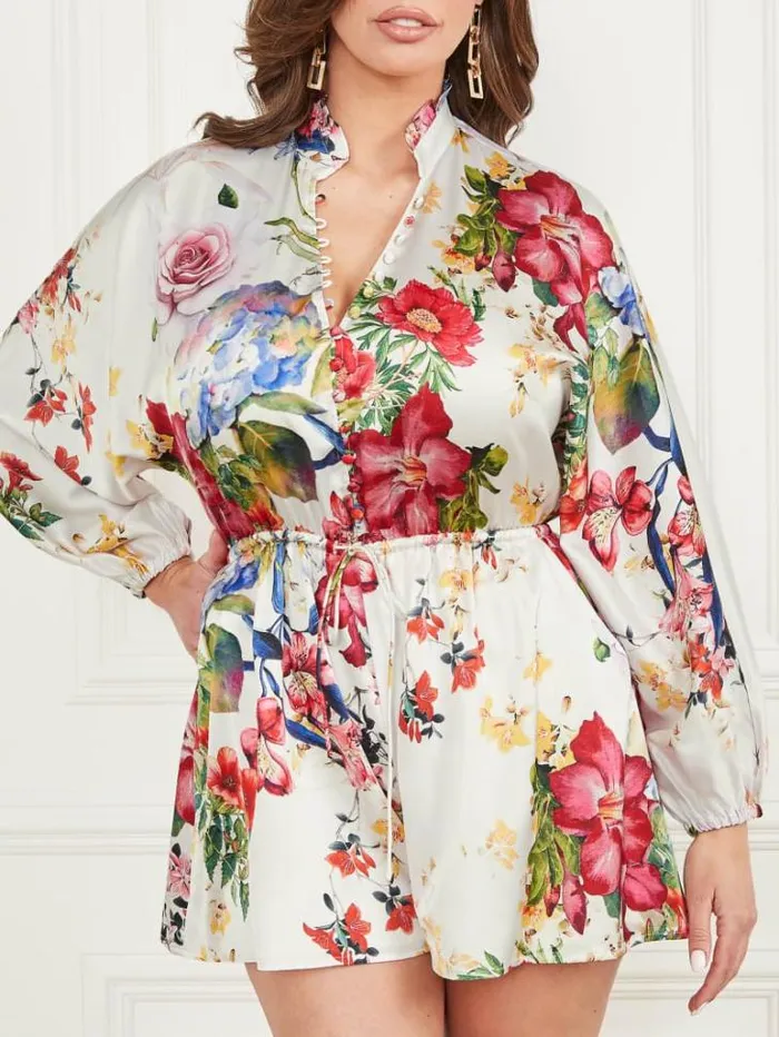 Dresses Women Marciano Vivienne Printed Romper Glorious Garden Ao Dresses Women Marciano Vivienne Printed Romper Glorious Garden Ao