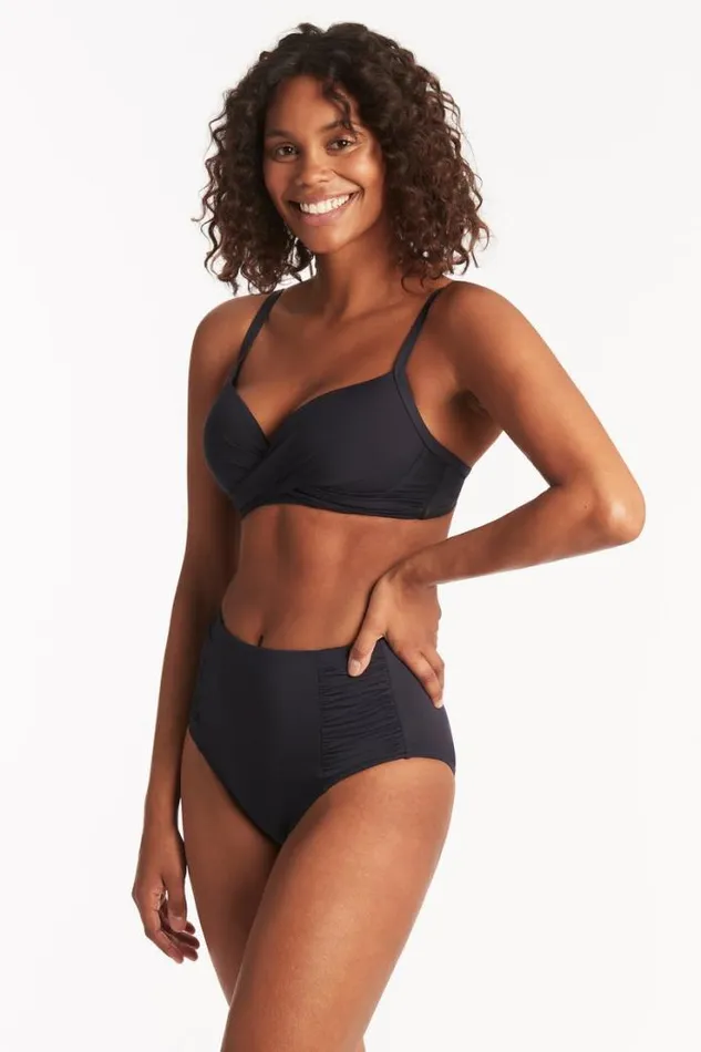 Eco Essentials High Waist Gathered Side Pant Eco Essentials Night Sky Women Sea Level Bottoms