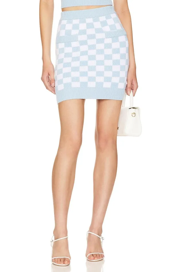 Eliada Checkered Mini Skirt Blue and White Women Lovers and Friends Skirts