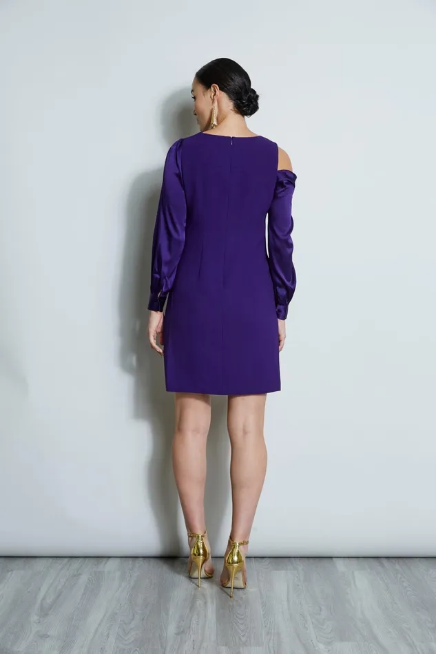 Elie Tahari Dresses and Jumpsuits Draped Satin Shoulder Dress Winter Plum 8211 Women