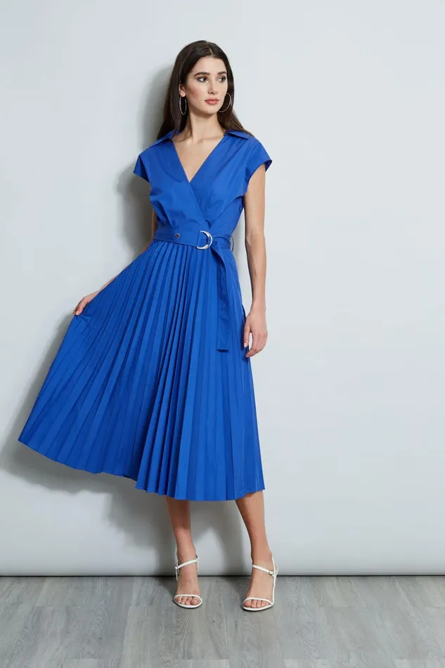 Elie Tahari Dresses and Jumpsuits Mock Wrap Pleated Shirt Dress Sailor 8211 Women