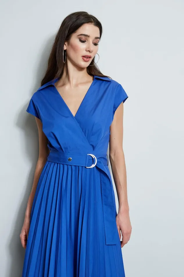 Elie Tahari Dresses and Jumpsuits Mock Wrap Pleated Shirt Dress Sailor 8211 Women