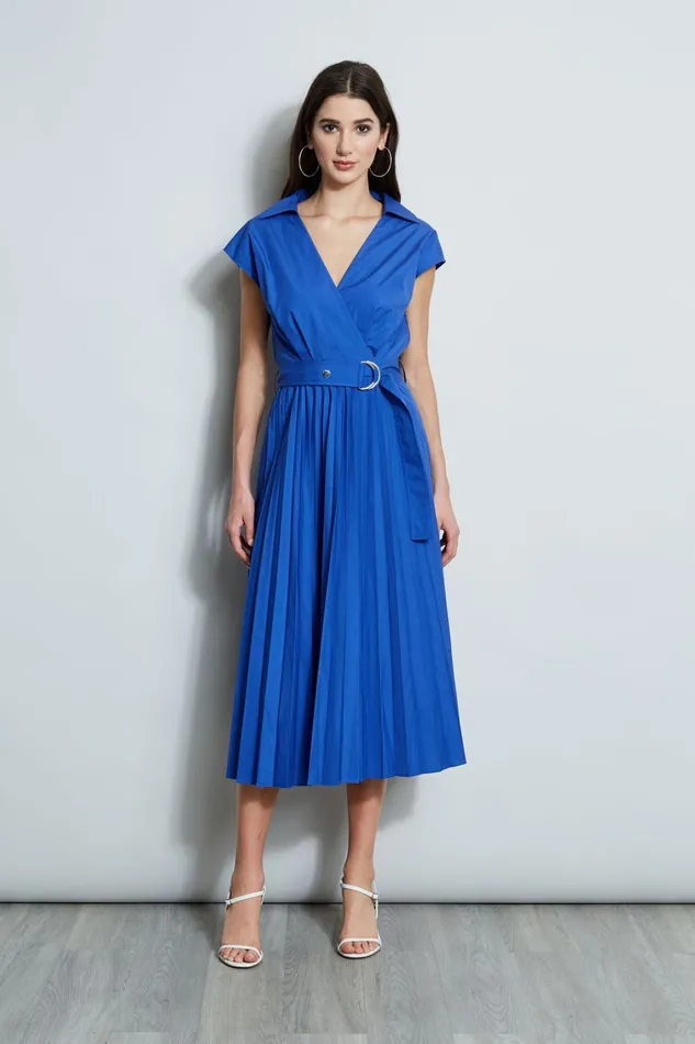 Elie Tahari Dresses and Jumpsuits Mock Wrap Pleated Shirt Dress Sailor 8211 Women