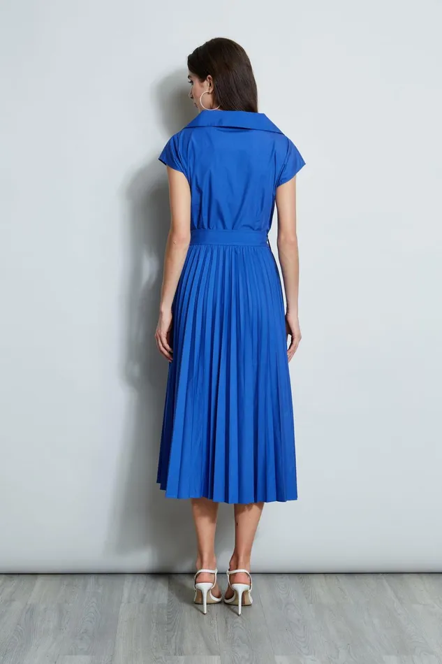 Elie Tahari Dresses and Jumpsuits Mock Wrap Pleated Shirt Dress Sailor 8211 Women
