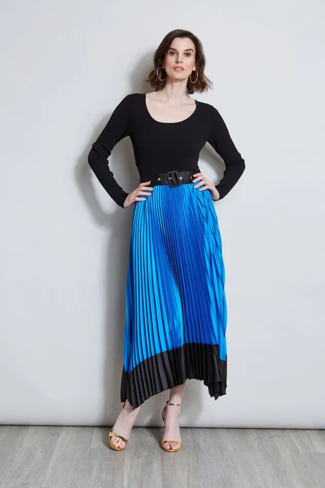 Elie Tahari Dresses and Jumpsuits Pleated Belted Dress Blue Ivynoir 8211 Women Elie Tahari Dresses and Jumpsuits Pleated Belted Dress Blue Ivynoir 8211 Women