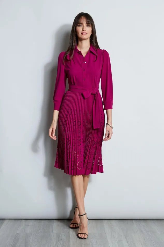 Elie Tahari Dresses and Jumpsuits Pleated Laser Cut Dress Boysenberry 8211 Women Elie Tahari Dresses and Jumpsuits Pleated Laser Cut Dress Boysenberry 8211 Women