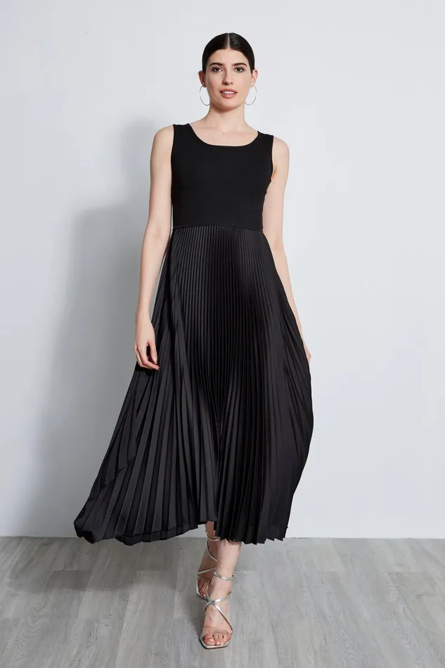 Elie Tahari Dresses and Jumpsuits Pleated Midi Dress Noir 8211 Women
