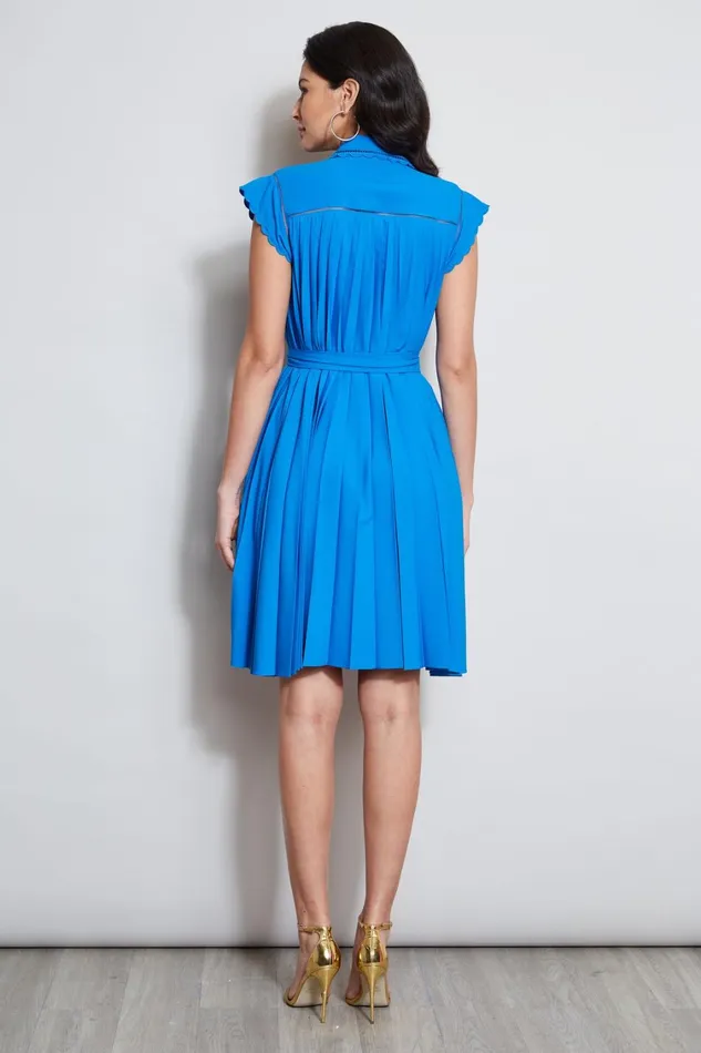Elie Tahari Dresses and Jumpsuits Pleated Scallop Dress Blue Ivy 8211 Women