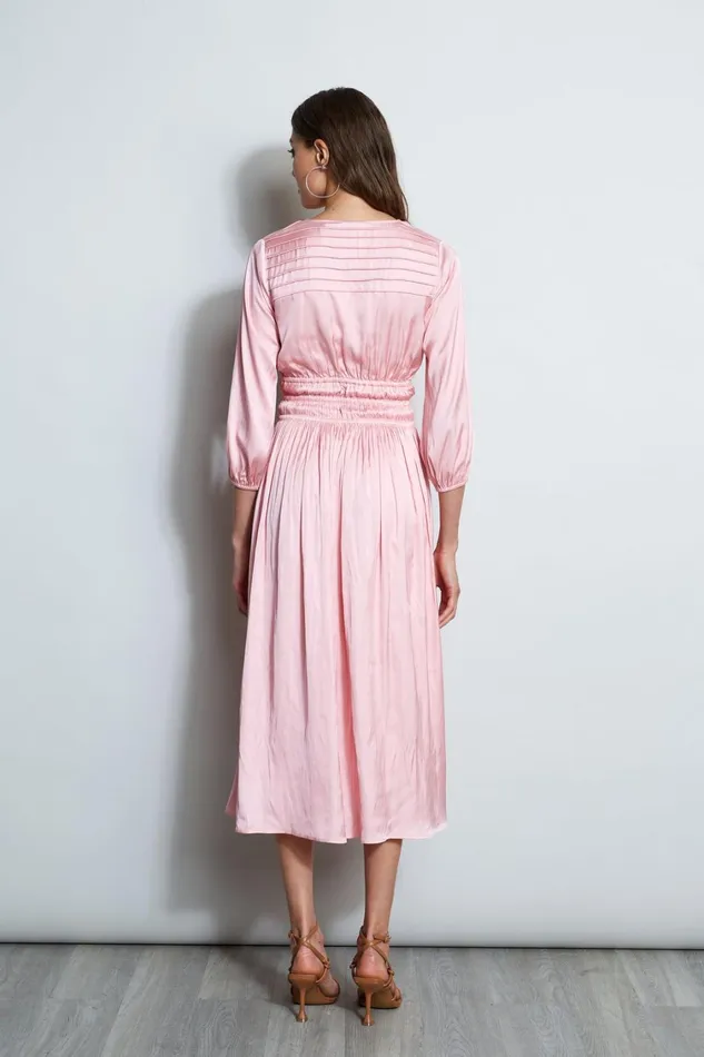 Elie Tahari Dresses and Jumpsuits Satin Smocked Pleat Dress Soho Pink 8211 Women