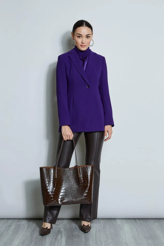 Elie Tahari Jackets and Blazers Asymmetric Single Button Blazer Winter Plum 8211 Women