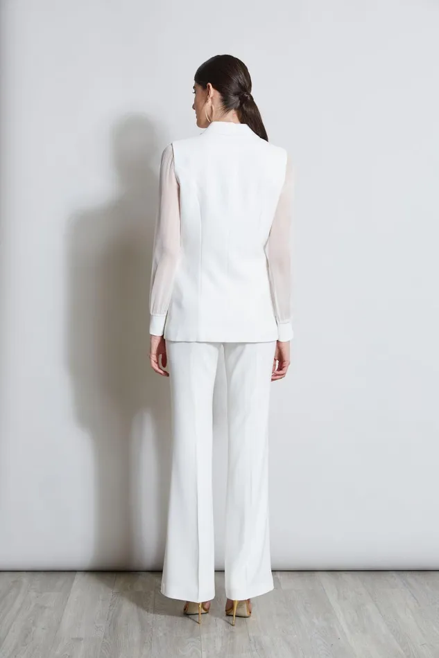 Elie Tahari Jackets and Blazers Double Breasted Chiffon Sleeve Blazer Foam 8211 Women