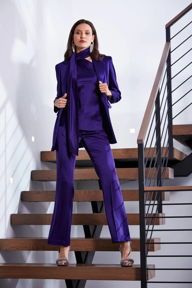 Elie Tahari Jackets and Blazers Satin Boyfriend Blazer Winter Plum 8211 Women